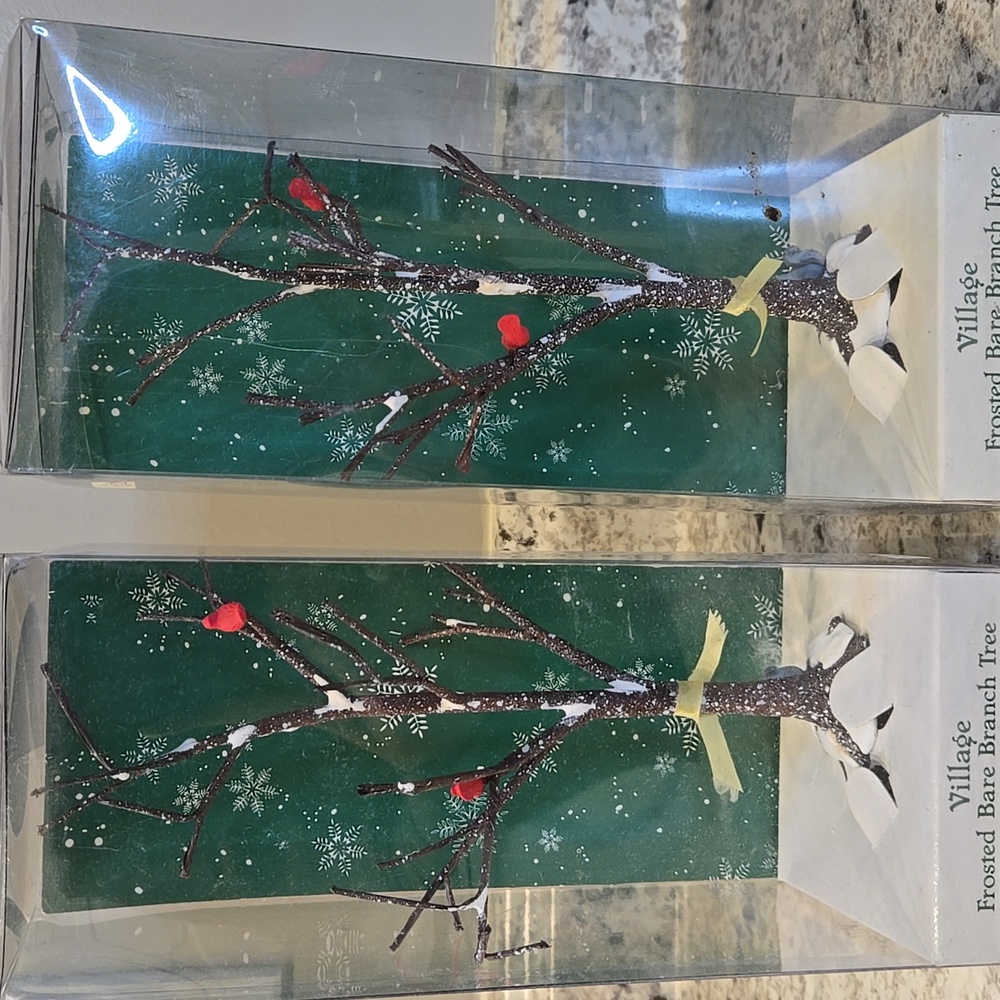 Department 56 Village Frosted Bare Branch Tree with Red Cardinals